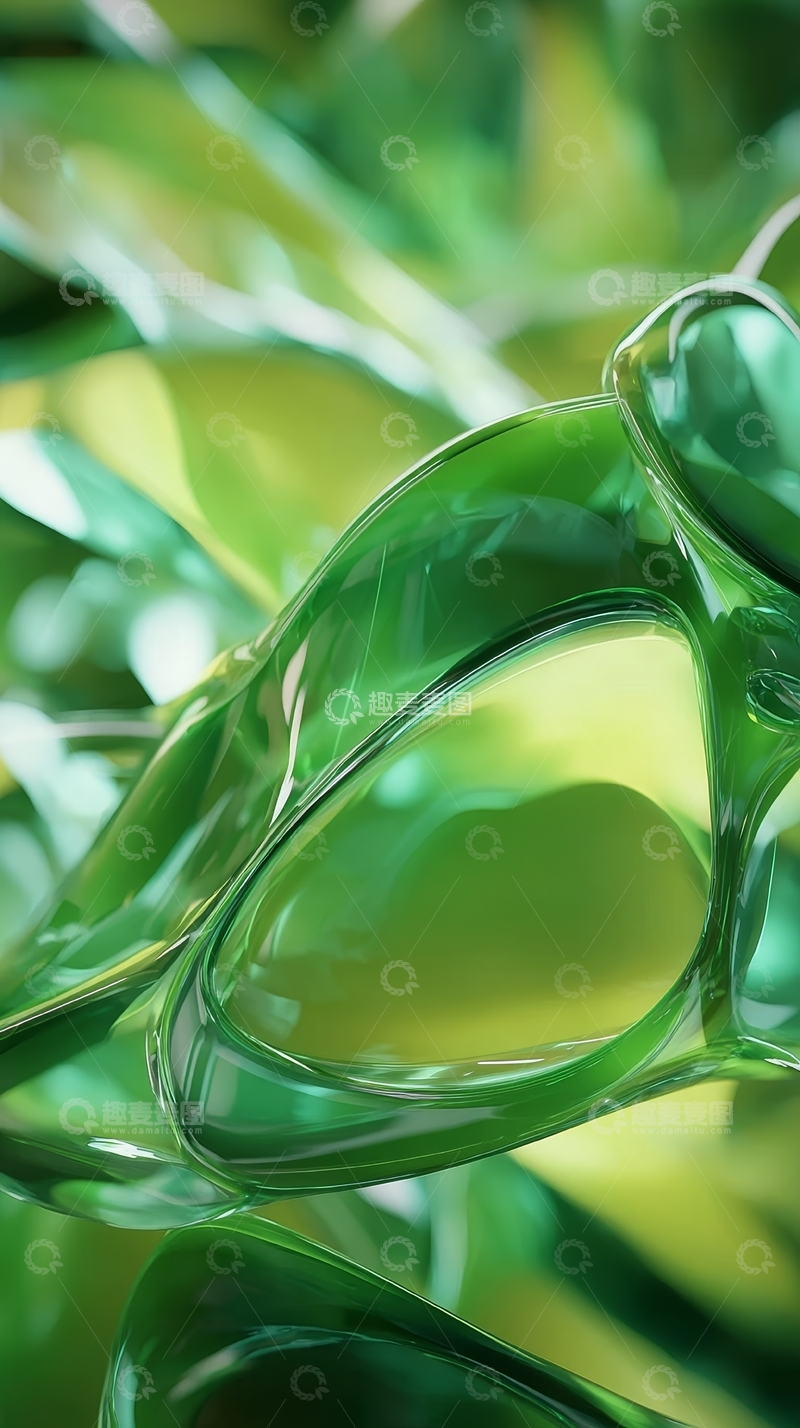 高清大图下载【趣麦麦图】绿色透明玻璃雕塑的抽象艺术