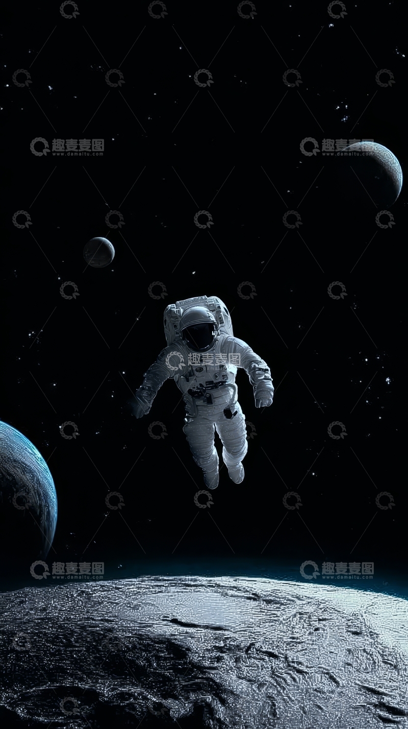 高清大图下载【趣麦麦图】宇航员在太空漂浮