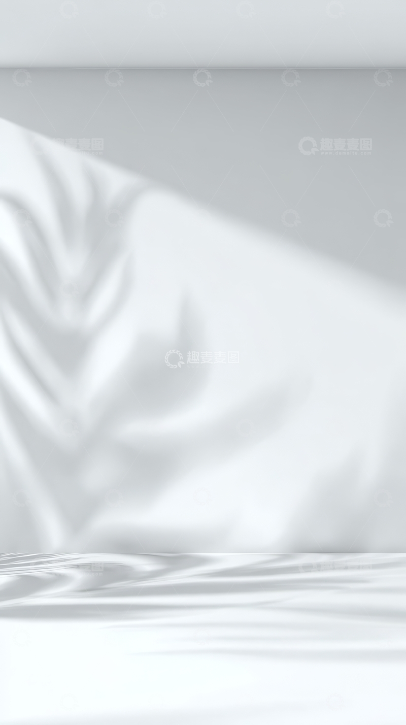 高清大图下载【趣麦麦图】白色布料上的植物阴影