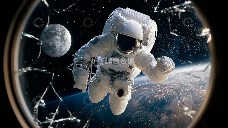 高清大图下载【趣麦麦图】宇航员在太空中漂浮