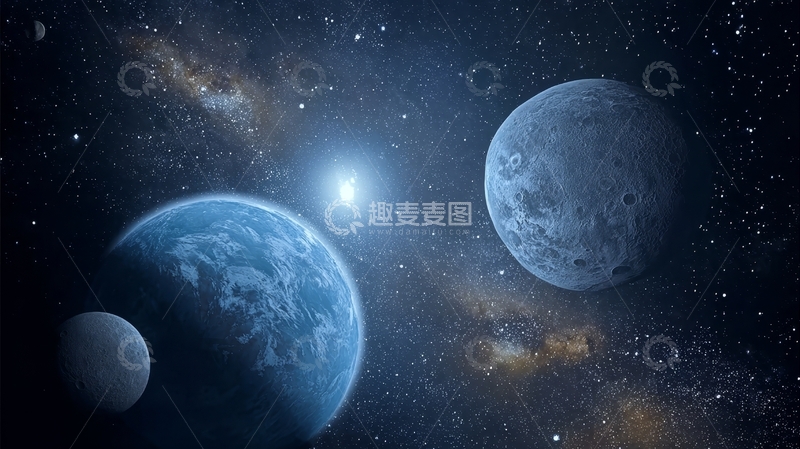 高清大图下载【趣麦麦图】宇宙中的行星与卫星