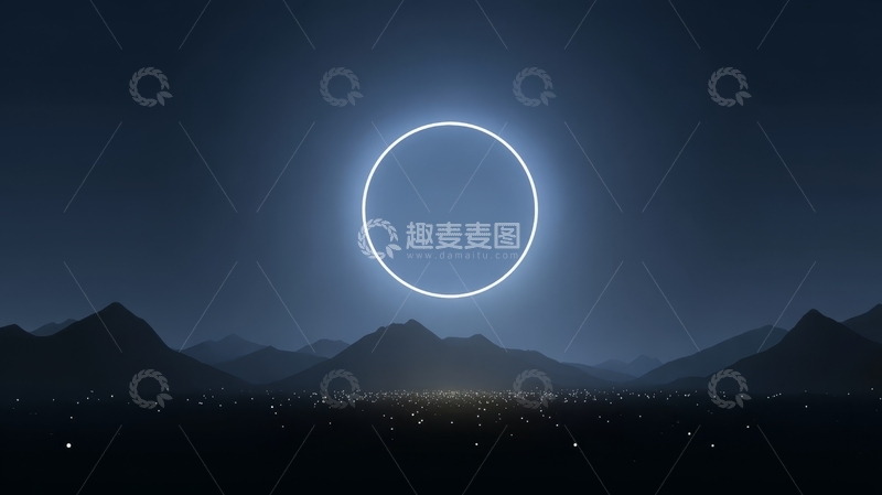 高清大图下载【趣麦麦图】环形光晕下的夜景山城