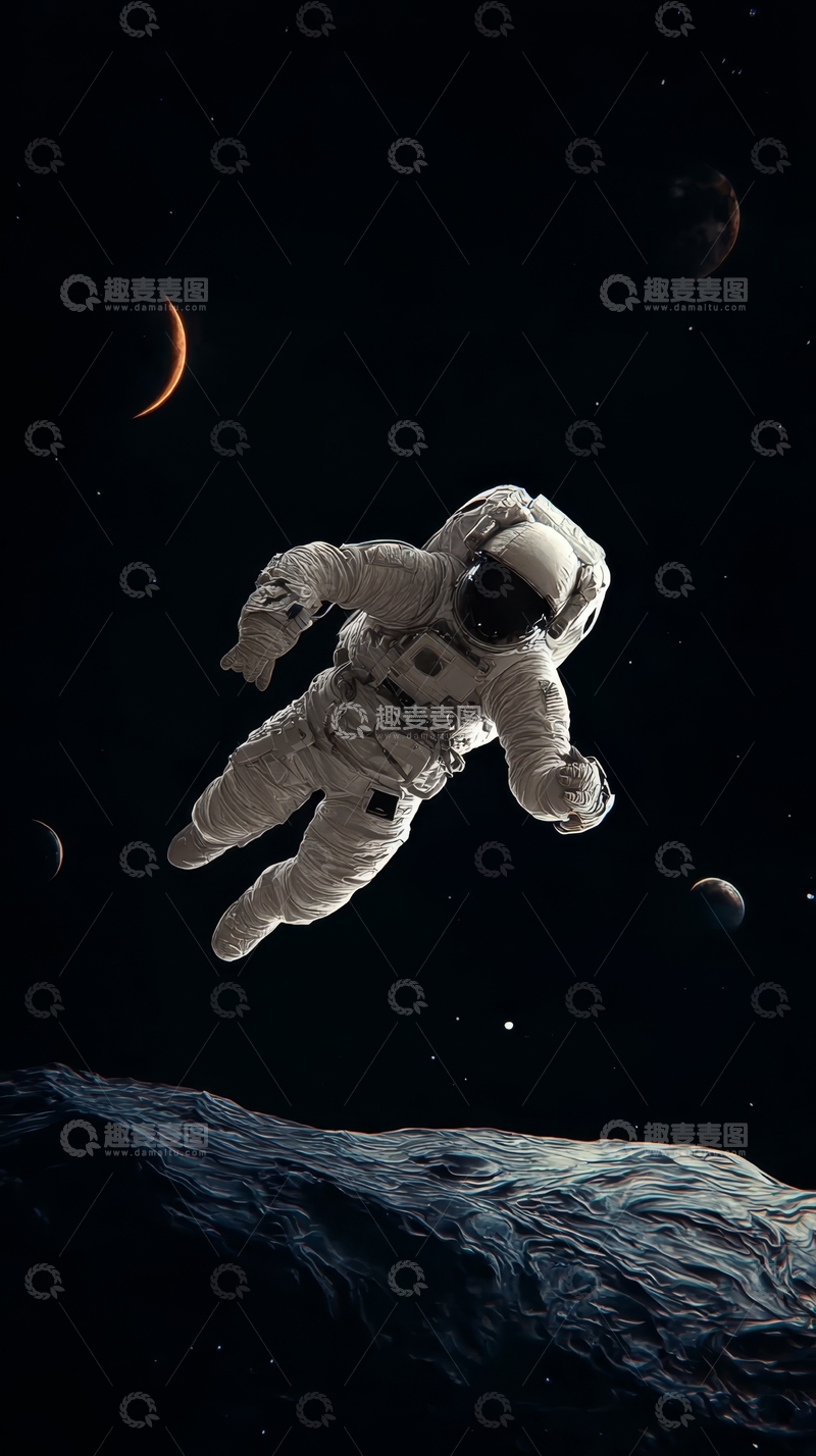 高清大图下载【趣麦麦图】宇航员在太空漂浮