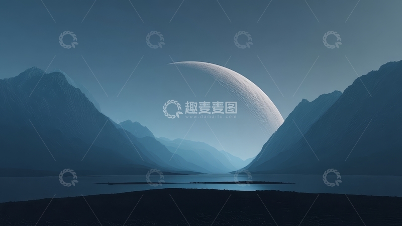 高清大图下载【趣麦麦图】神秘星球与山脉的宁静景象