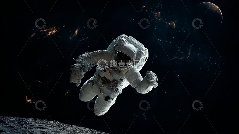 高清大图下载【趣麦麦图】宇航员在太空漂浮