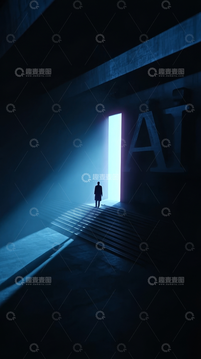 高清大图下载【趣麦麦图】光影中的人影与AI字样