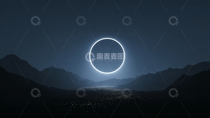 高清大图下载【趣麦麦图】日环食下的山峦剪影