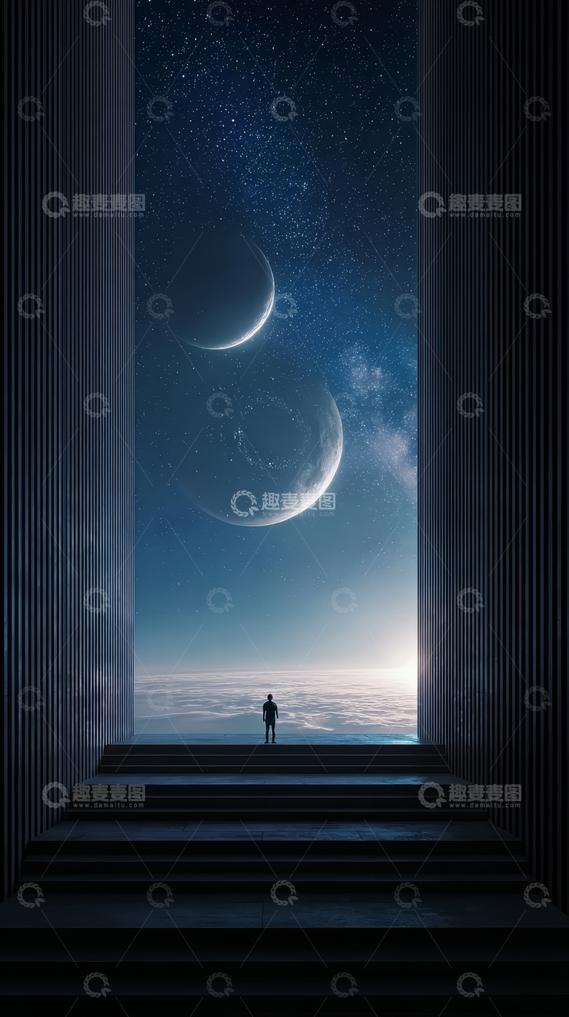 高清大图下载【趣麦麦图】阶梯尽头的宇宙奇观