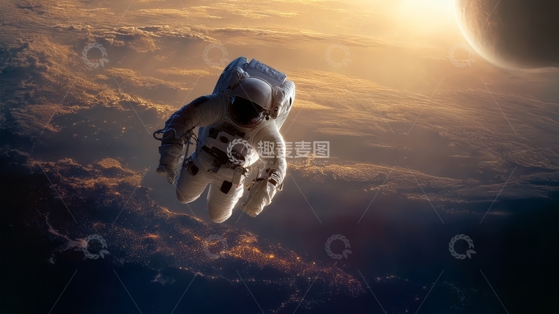 高清大图下载【趣麦麦图】宇航员在太空漂浮