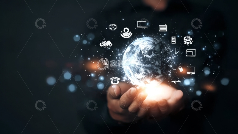 高清大图下载【趣麦麦图】手握地球与科技图标