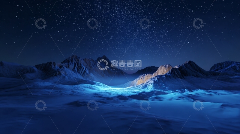 高清大图下载【趣麦麦图】星空下的雪山与冰川