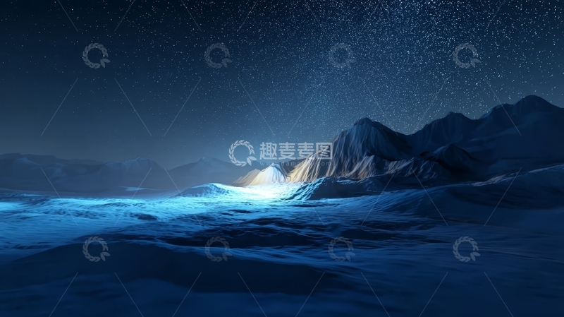 高清大图下载【趣麦麦图】夜空下的雪山与海洋