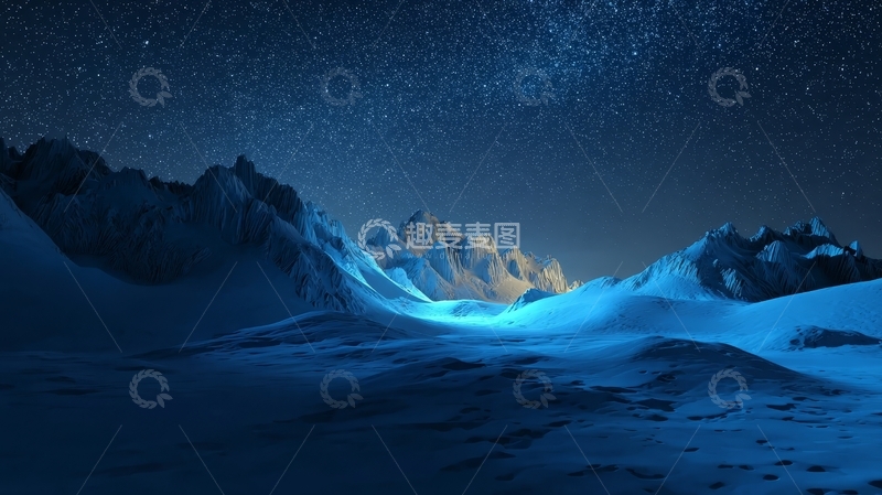 高清大图下载【趣麦麦图】星空下的冰川夜景