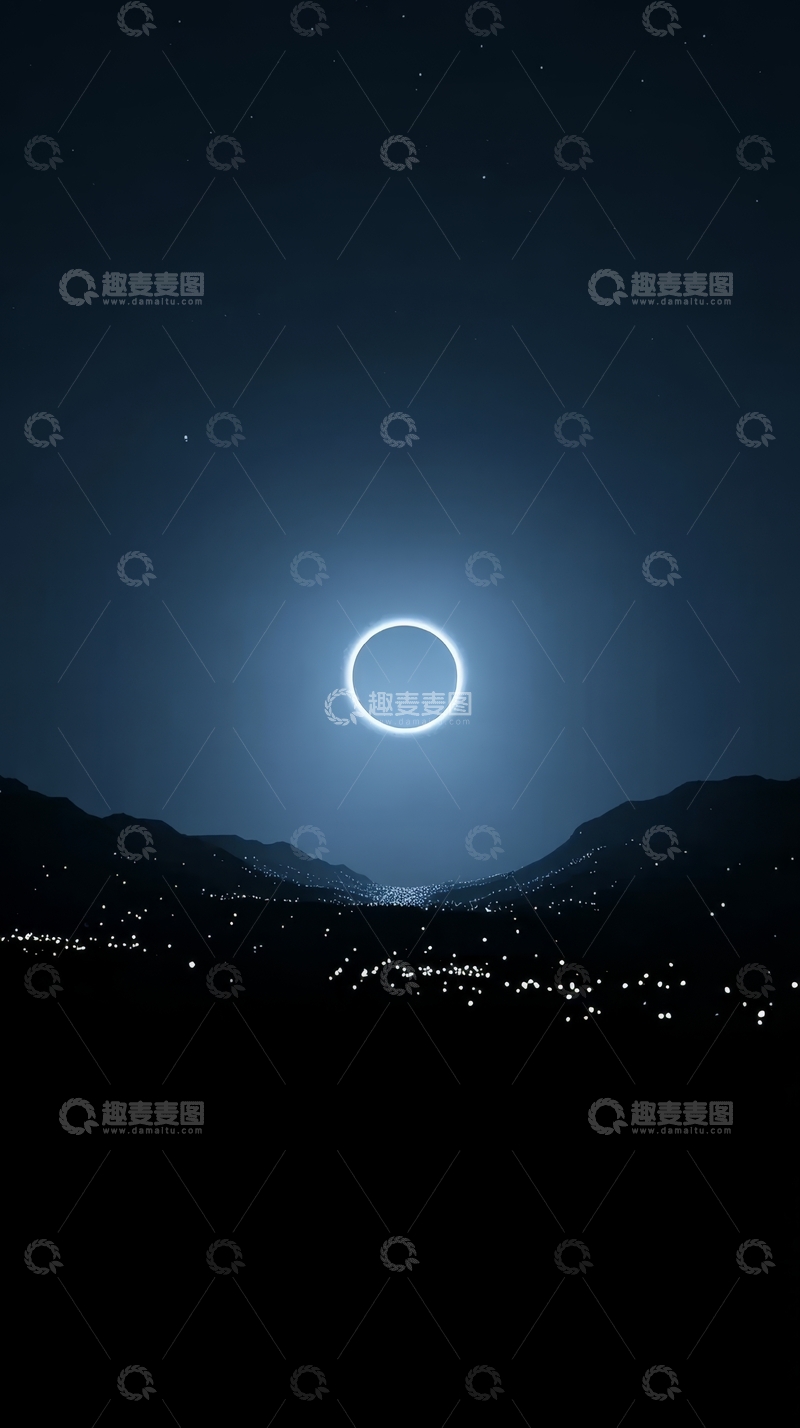 高清大图下载【趣麦麦图】日环食下的山谷夜景