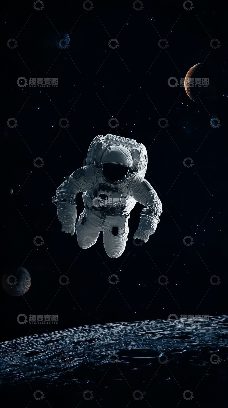 高清大图下载【趣麦麦图】宇航员在太空漂浮