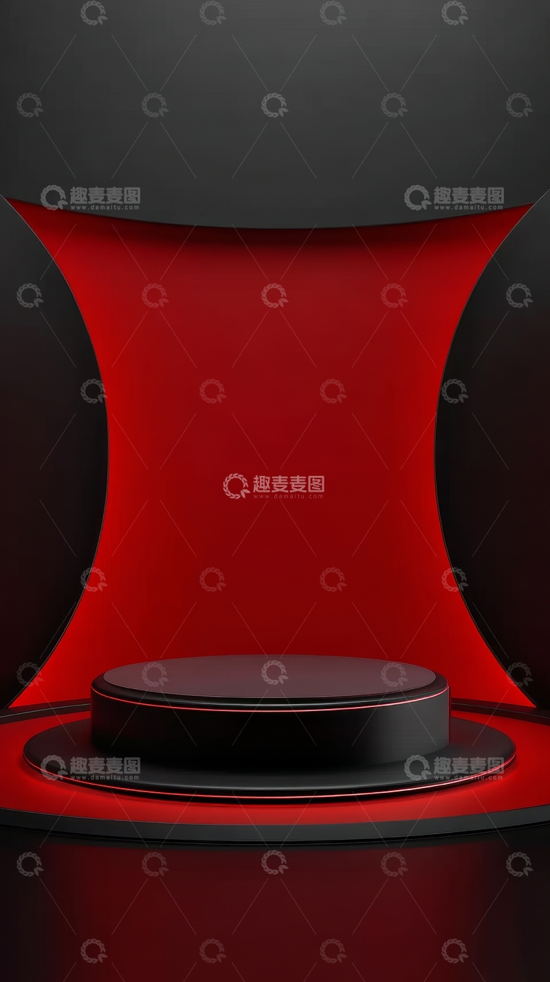 高清大图下载【趣麦麦图】红色背景上的黑色圆形平台