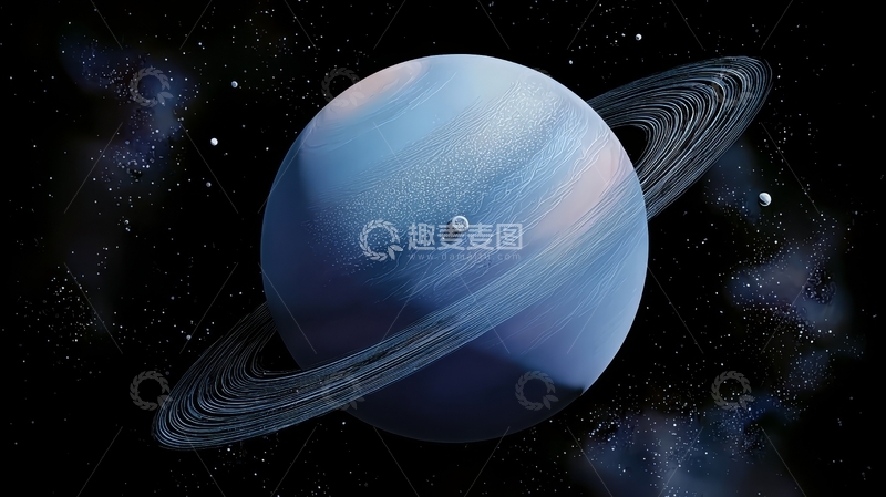 高清大图下载【趣麦麦图】带有环带的蓝色行星