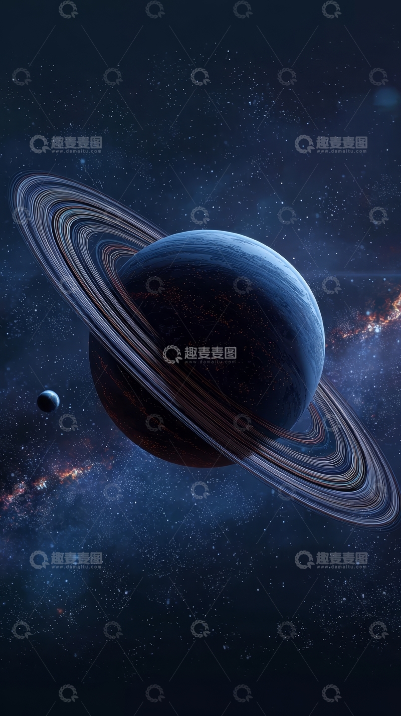 高清大图下载【趣麦麦图】神秘宇宙中的环状行星