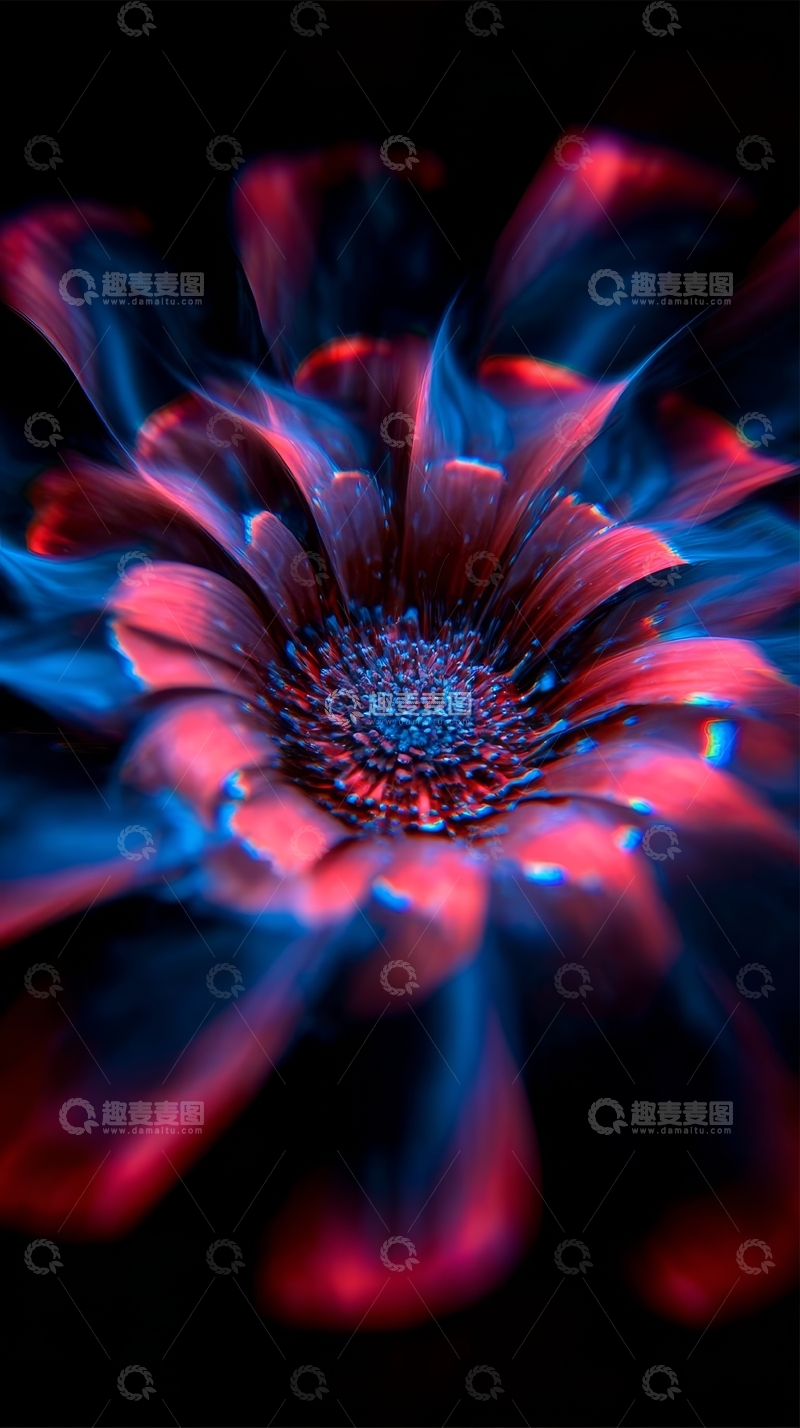 高清大图下载【趣麦麦图】霓虹色彩的花朵特写