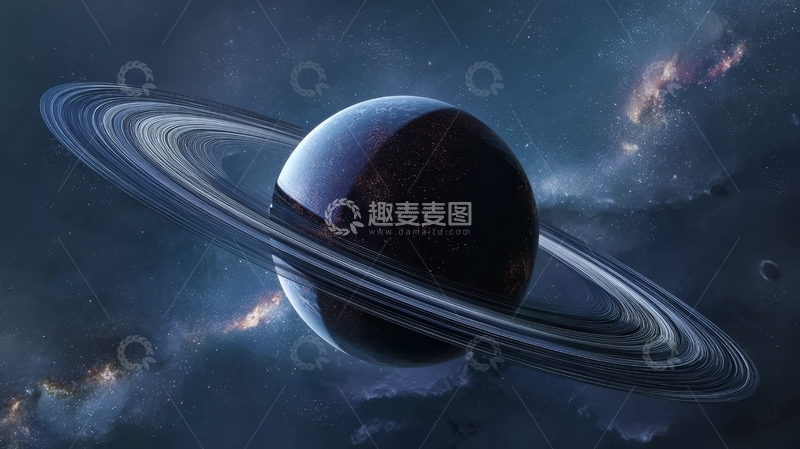 高清大图下载【趣麦麦图】环带环绕的神秘行星