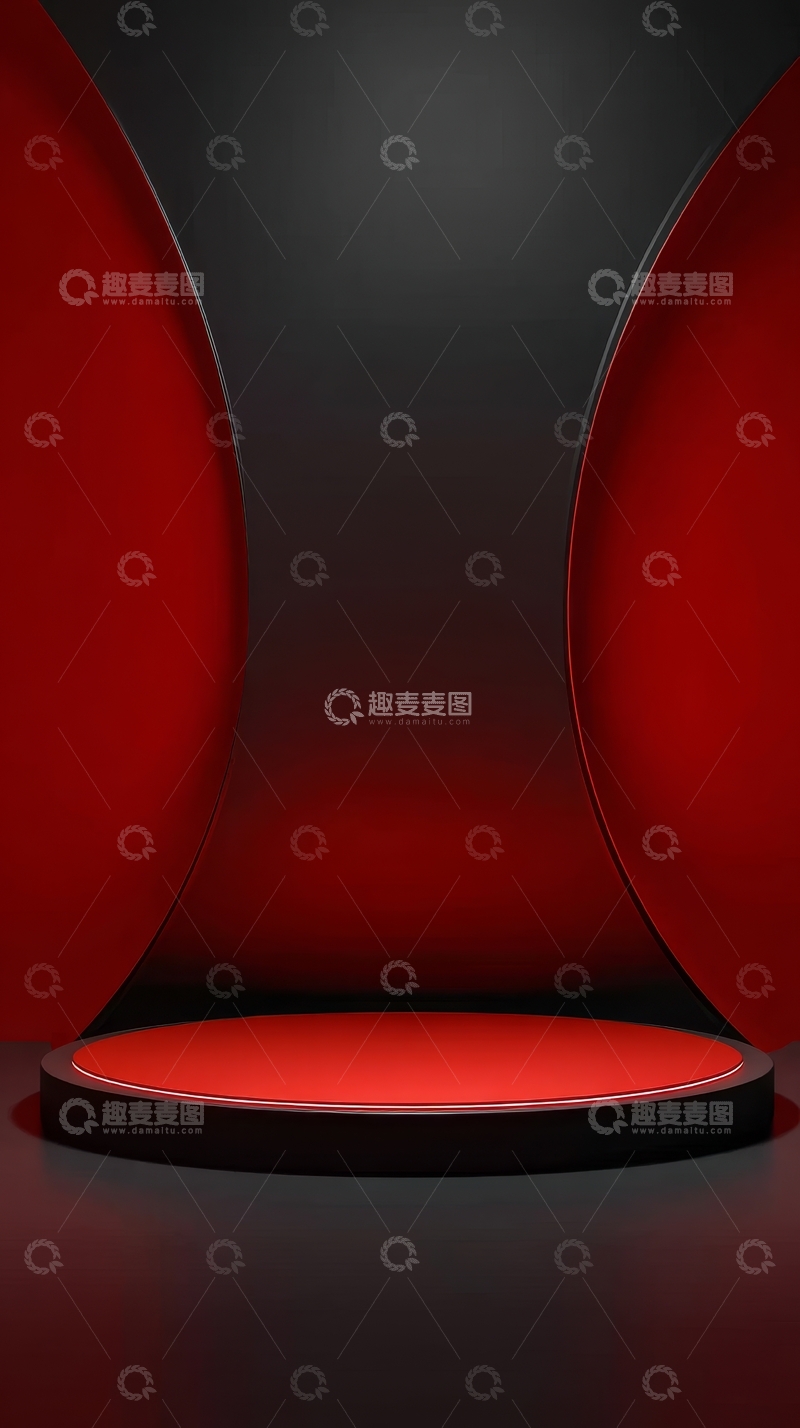高清大图下载【趣麦麦图】红色圆形舞台与弧形背景