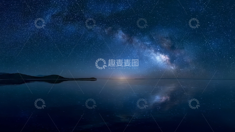 高清大图下载【趣麦麦图】银河映照平静湖面