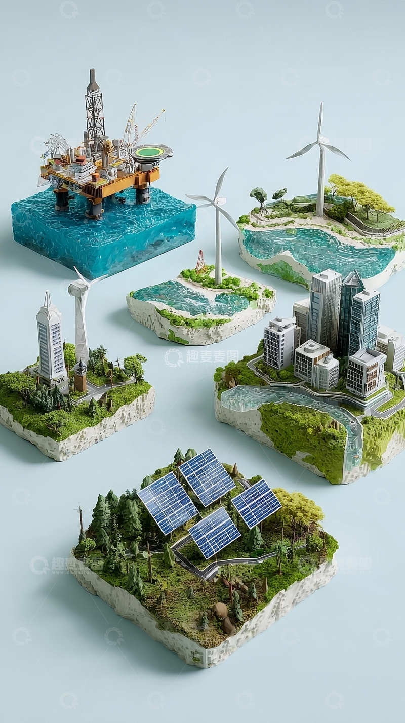 高清大图下载【趣麦麦图】-能源与建筑的微型世界模型