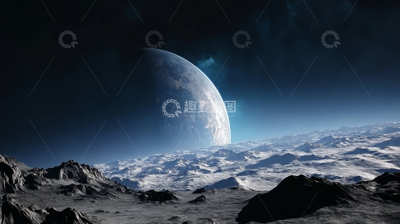 高清大图下载【趣麦麦图】外星景观与巨大行星