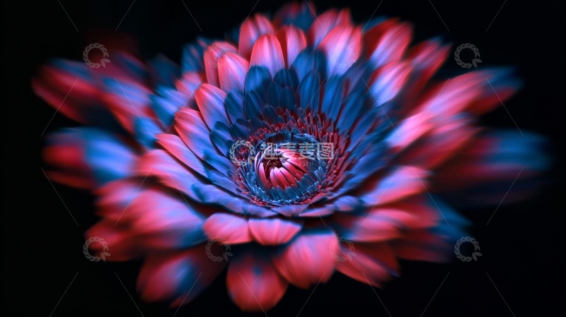 高清大图下载【趣麦麦图】蓝红渐变的抽象花朵