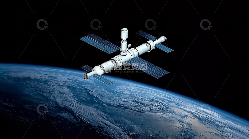 高清大图下载【趣麦麦图】太空站环绕地球飞行