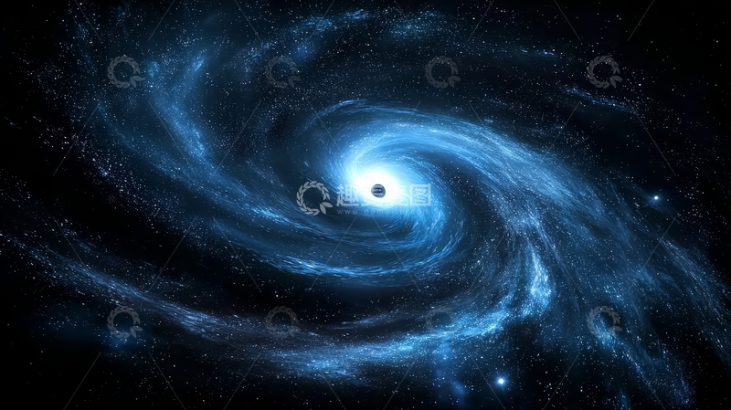 高清大图下载【趣麦麦图】宇宙中的蓝色螺旋星系