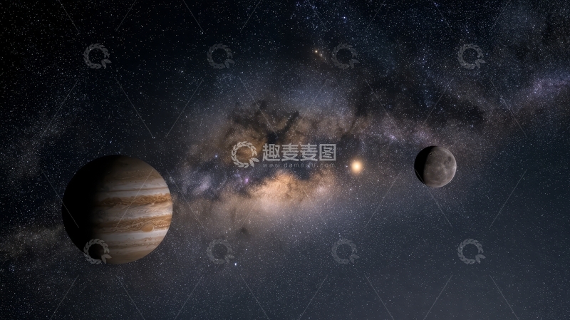 高清大图下载【趣麦麦图】行星与银河的壮丽景象