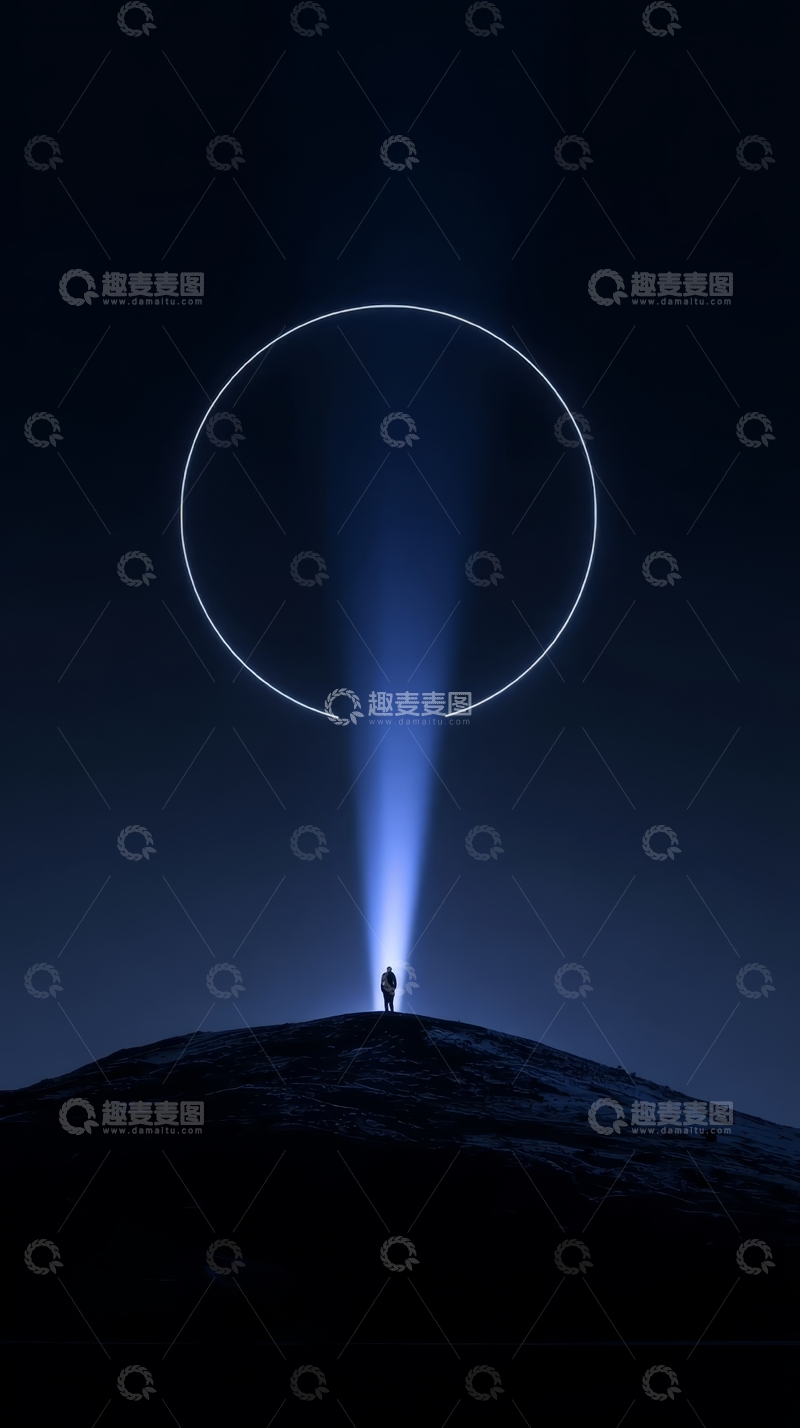 高清大图下载【趣麦麦图】夜空下的光环与光束
