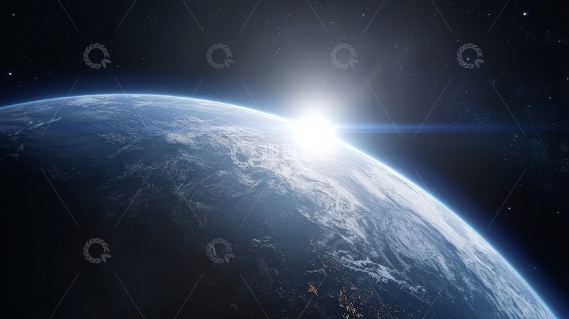 高清大图下载【趣麦麦图】地球日出，宇宙视角