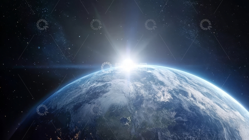 高清大图下载【趣麦麦图】地球日出，宇宙视角