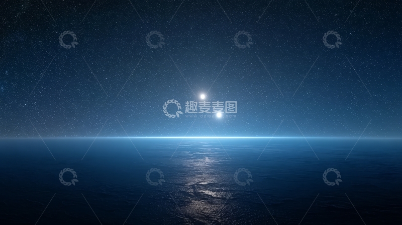 高清大图下载【趣麦麦图】夜空双星映照平静海面