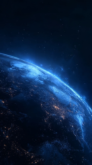地球夜景，城市灯光与星空