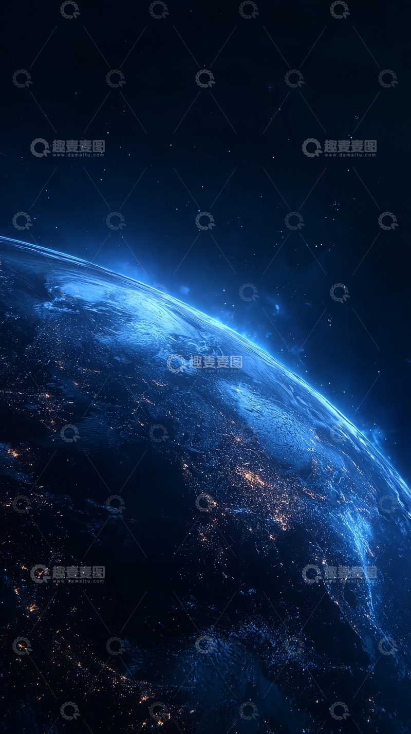 高清大图下载【趣麦麦图】地球夜景，城市灯光与星空