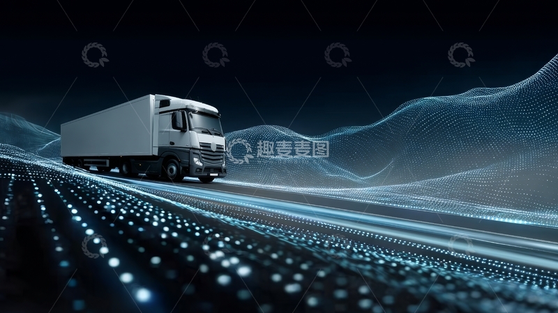 高清大图下载【趣麦麦图】智能卡车行驶在数字化道路上
