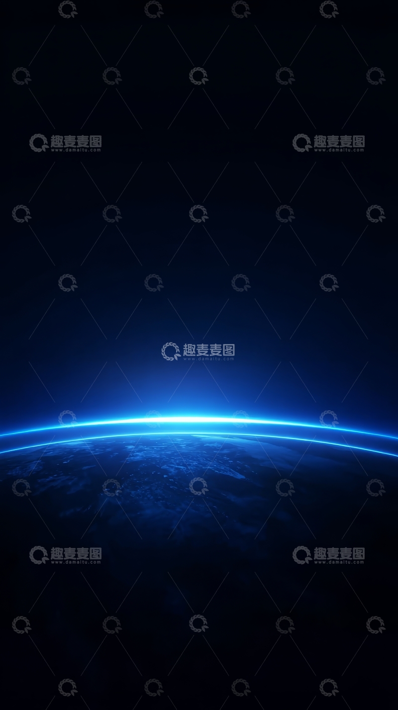 高清大图下载【趣麦麦图】蓝色光芒环绕的星球景象