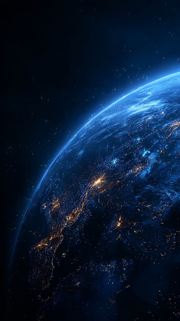 地球夜景，城市灯光璀璨