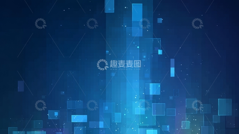 高清大图下载【趣麦麦图】蓝色光斑与方块的抽象背景