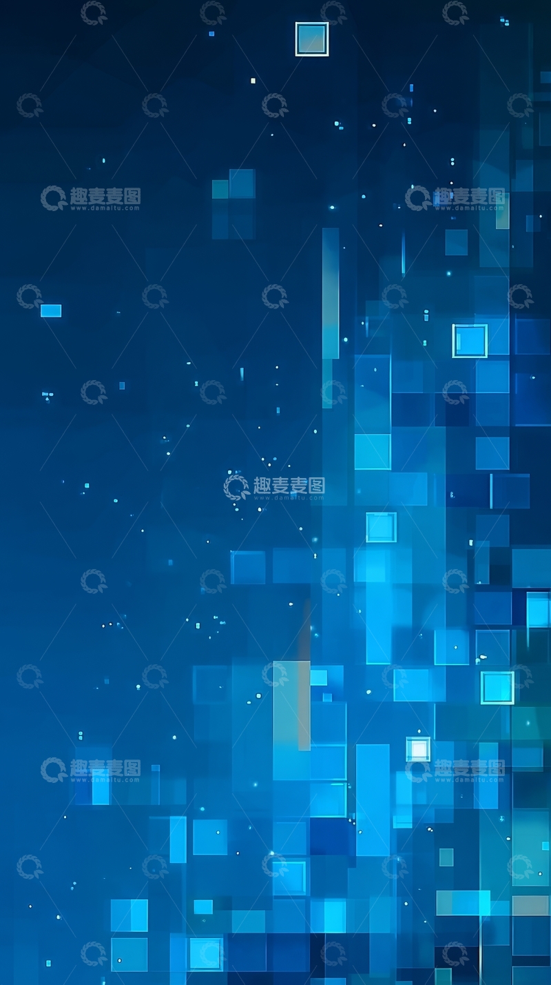 高清大图下载【趣麦麦图】蓝色方块渐变背景