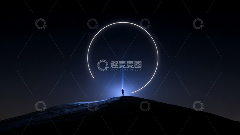 高清大图下载【趣麦麦图】-夜空下的光圈与剪影