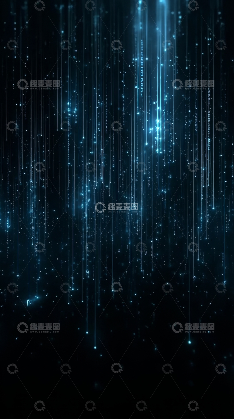 高清大图下载【趣麦麦图】蓝色光束在黑暗中闪烁