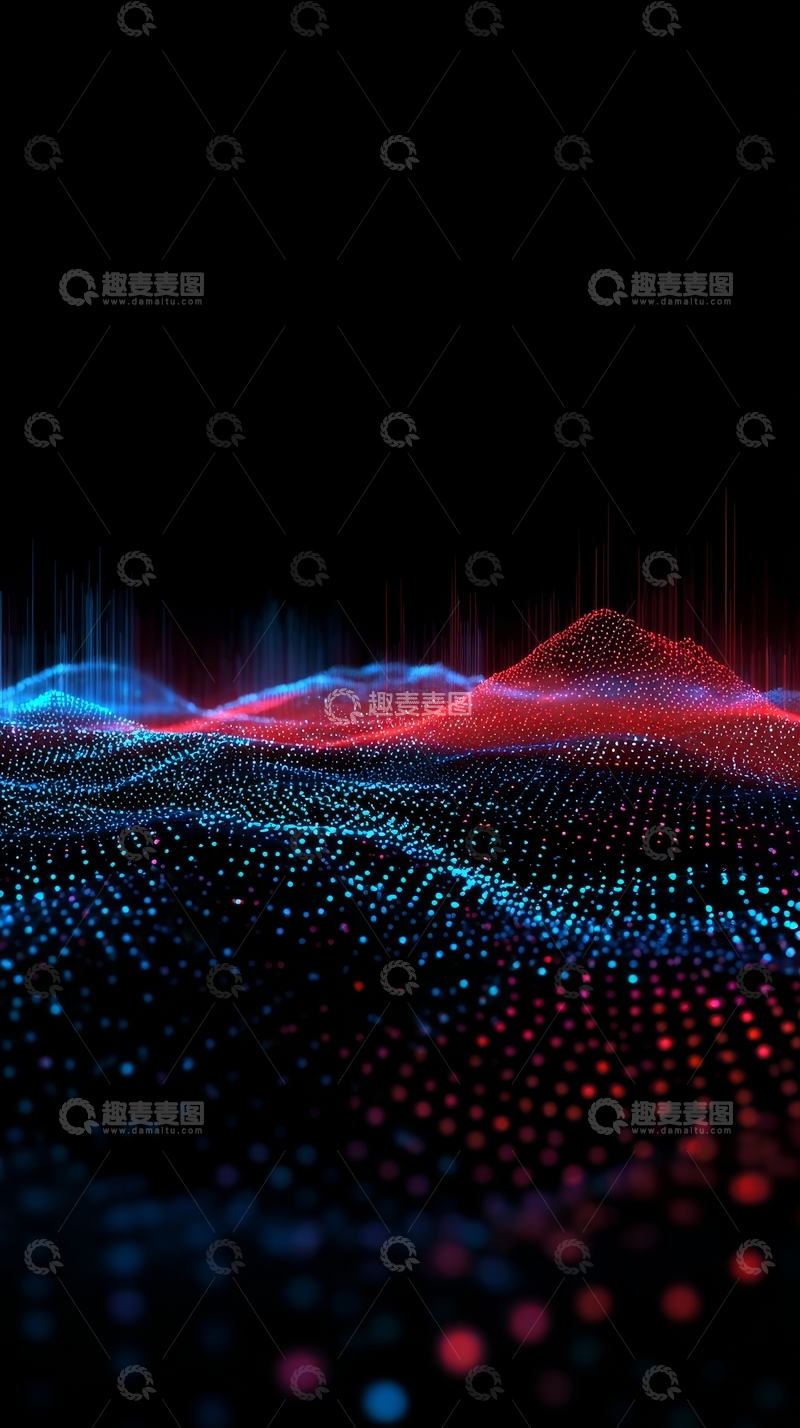 高清大图下载【趣麦麦图】彩色粒子波浪背景