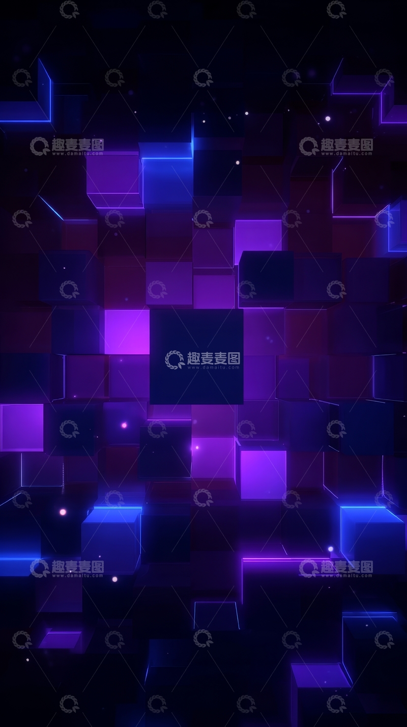 高清大图下载【趣麦麦图】霓虹方块的光影交错