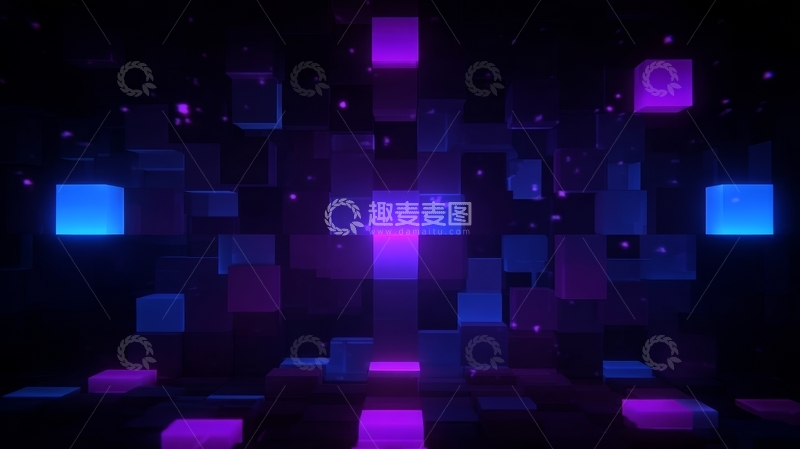 高清大图下载【趣麦麦图】紫色光立方体的抽象背景