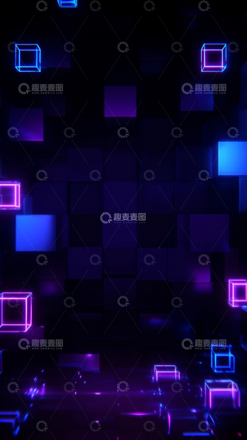 高清大图下载【趣麦麦图】霓虹方块的抽象背景