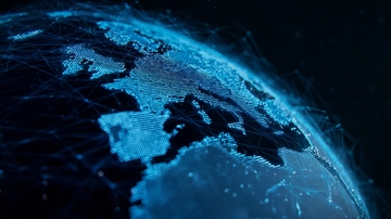 蓝色地球上的网络连接图